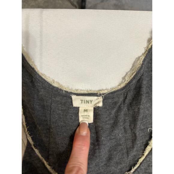 Tiny Sequin & Lace Mixed Media Tank Top Gray Beige – Size M - Picture 7 of 8